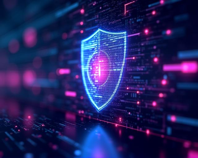 Abstract digital shield representing data protection